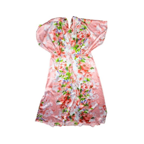 OSCAR DE LA RENTA Vtg Satin Pink Floral Luxury Maxi Haute Couture Dress S/M - Picture 13 of 16